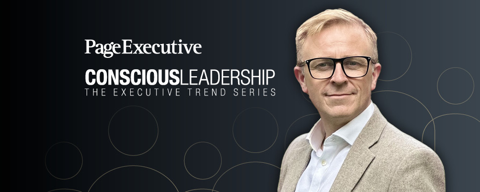 Mark Beacom profile photo next to the title: Conscious leadership - The executive trend series