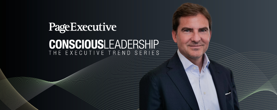 Executive portrait with the title 'Conscious Leadership: The Executive Trend Series' by Page Executive.