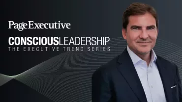 Executive portrait with the title 'Conscious Leadership: The Executive Trend Series' by Page Executive.